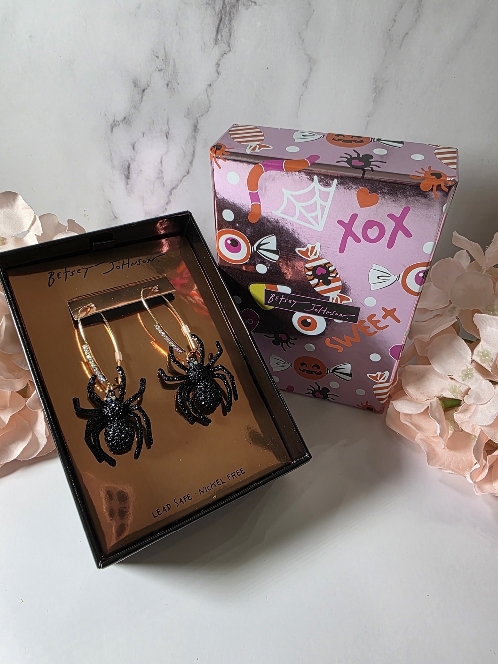Betsey Johnson - Black Spider Drop Earrings